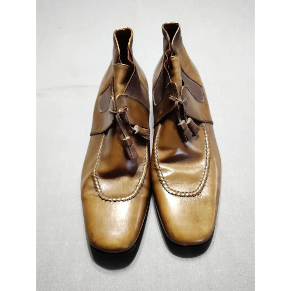 RL Rosetti Made In Italy For Battaglia Men‎ OLIVE BROWN Tassel Tie Shoe Boot 8.5